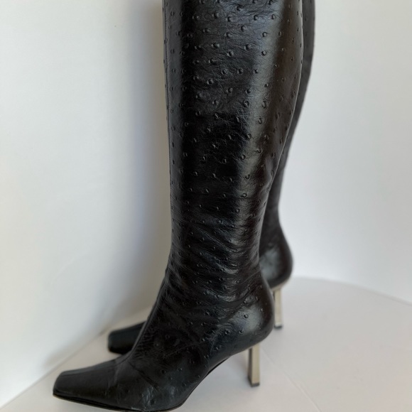 Giuseppe Zanotti Genuine Ostrich Boots -Silver heel - Black - Picture 5 of 17